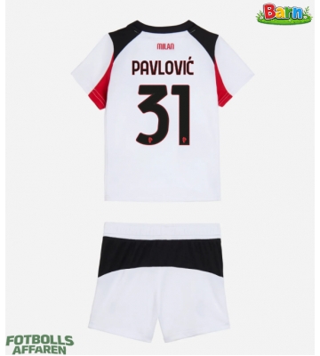 AC Milan Strahinja Pavlovic #31 Bortaställ Barn 2025-26 Kortärmad (+ Korta byxor)